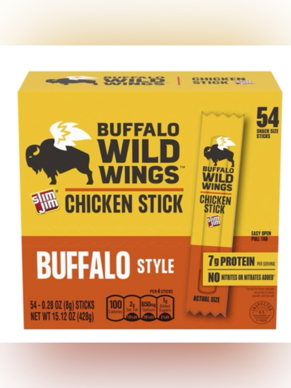 New Buffalo Wild Wings Flavor Slim Jim Chicken Snack Sticks 7g Protein 54ct Box🍗